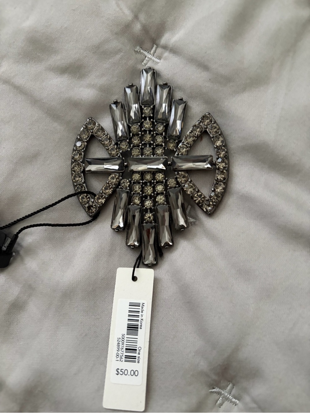 NWT Banana Republic Gunmetal & Clear Crystal Deco Brooch